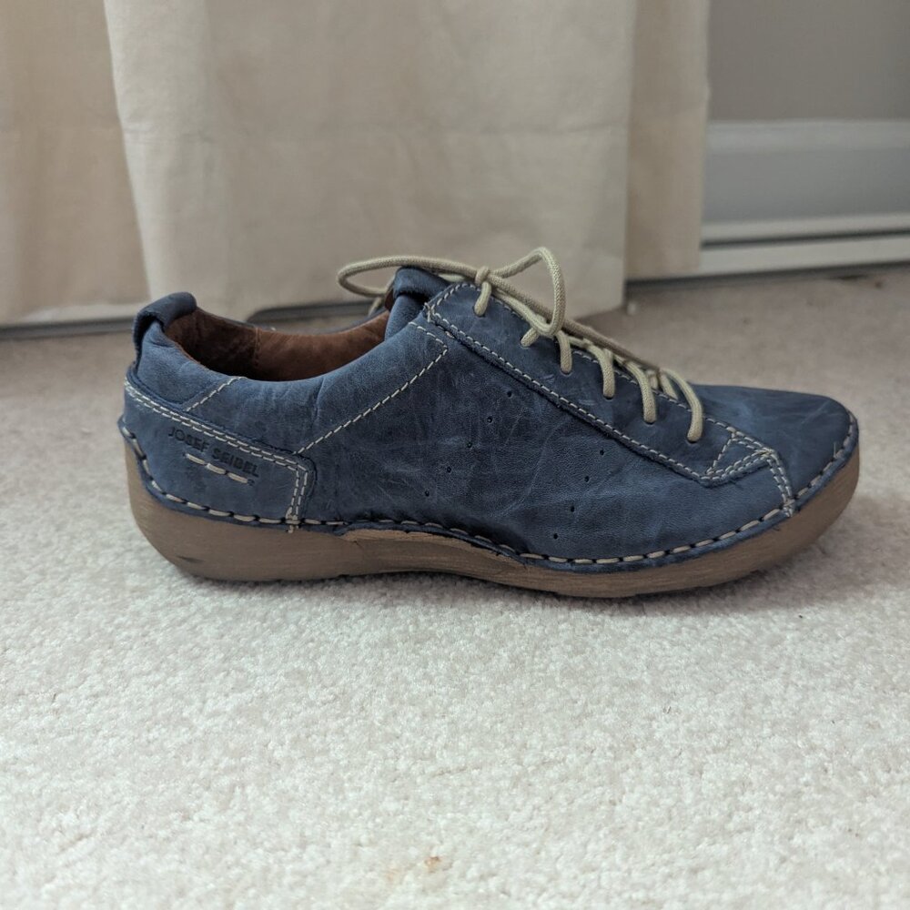 NWOT Josef Seibel Blue Fergey 56 Leather Lace-Up Oxford Sneakers - 36 (5.5/6)